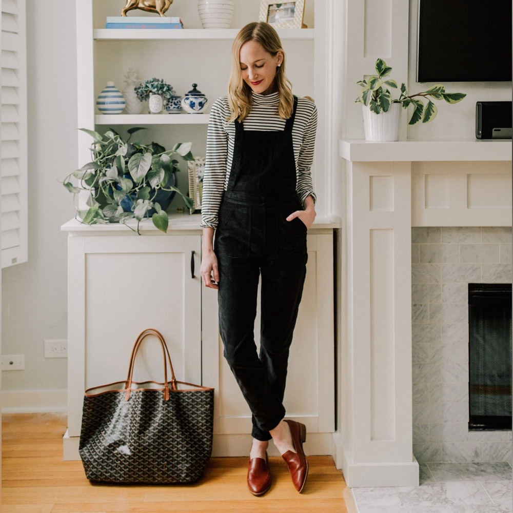 Madewell Black Corduroy Overalls